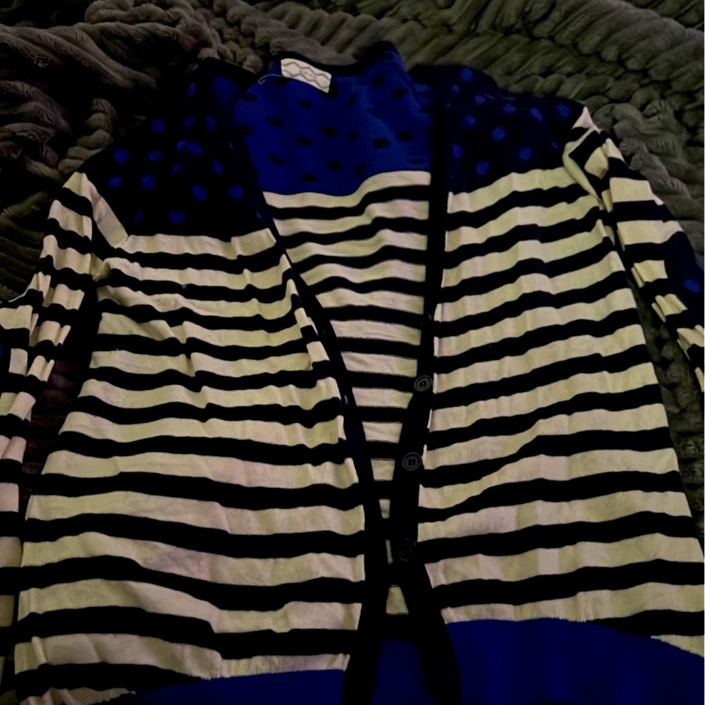 Polka dot and striped cardigan